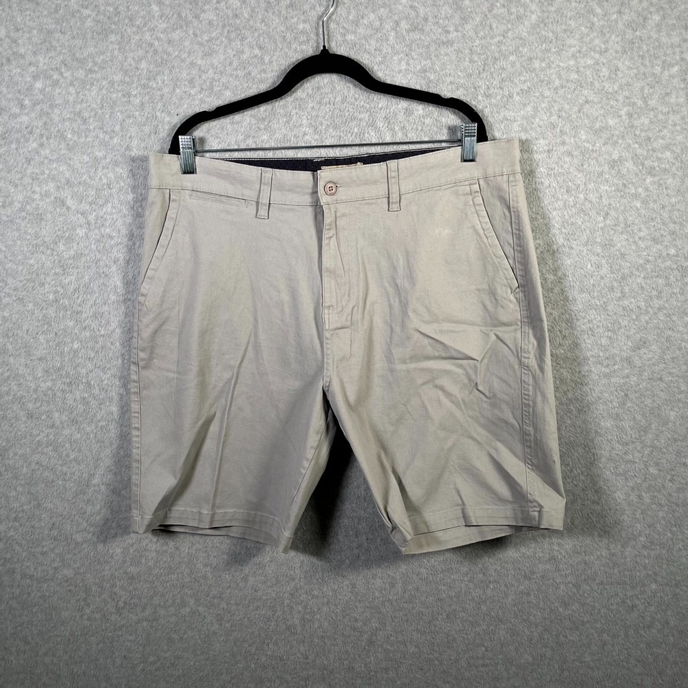 Original Rugby University Chino Shorts Mens 38 Gray Cotton Flat Front Casual